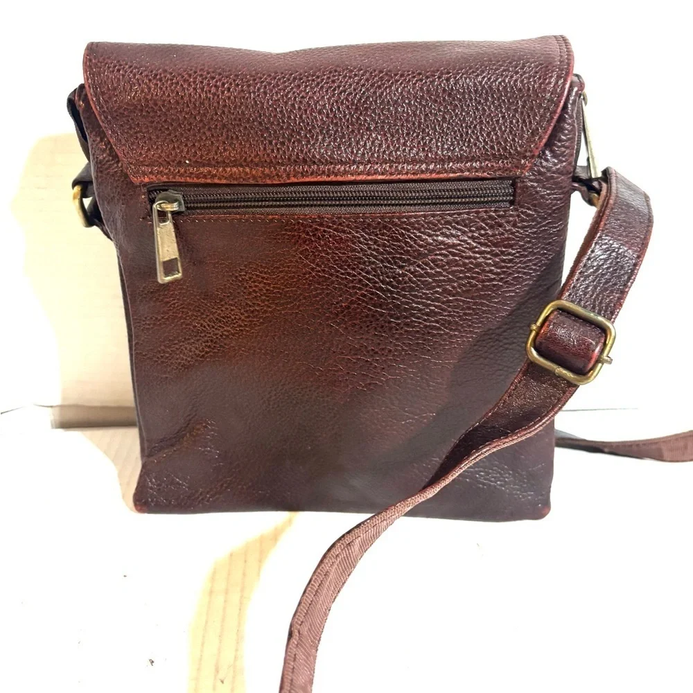 Vintage Dark Brown Leather Messenger Bag